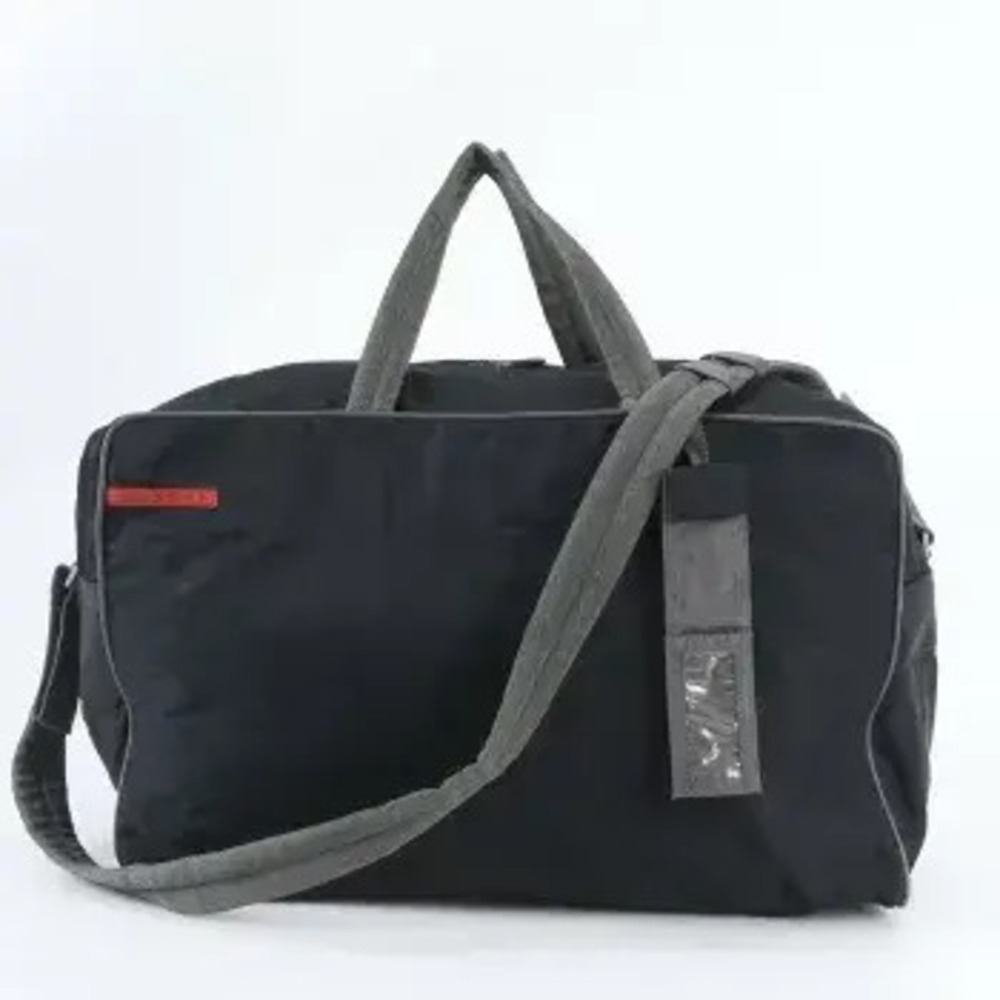 Prada Sport Boston Bag Trip Travel Tote Carry On Crossbody Bag Black